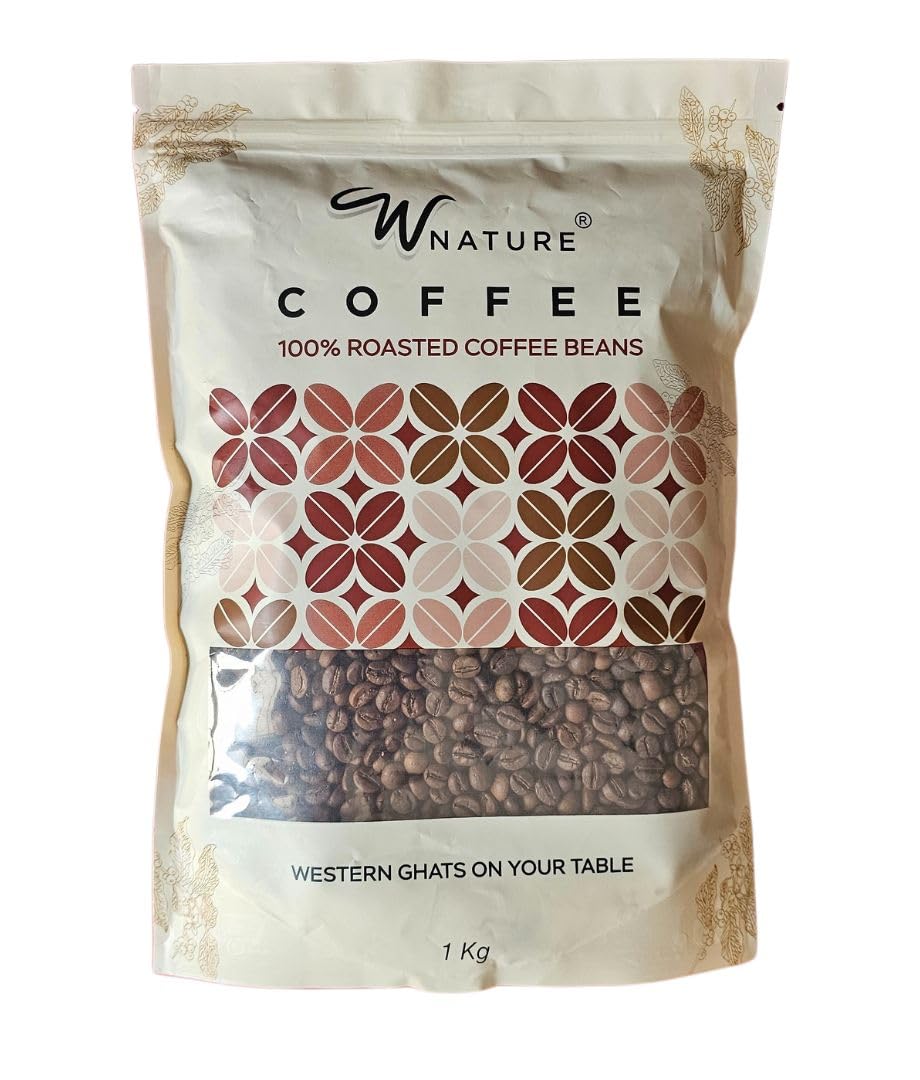 Wnature Organic Roasted, Coffee Beans,Medium roast, 100% Pure N Natural, Bag, 1kg