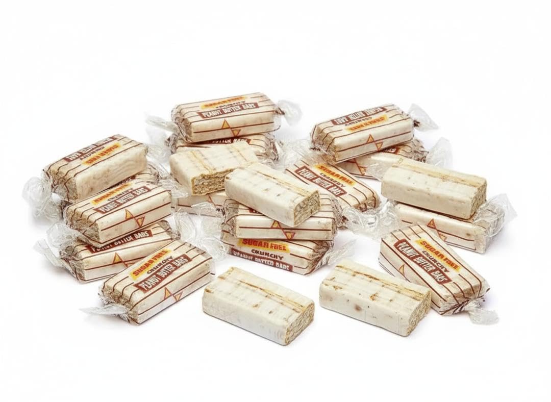 SweetGlob Individually Wrapped Original Crunchy Peanut Butter Candy (Sugar Free Peanut Butter Bar, 2 Pound)