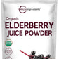 Organic Elderberry Juice Powder, 4Oz | 100% Natural Fruit Powder | Cold Pressed European Elderberries | No Sugar & Additives | Great Flavor For Drinks, Smoothie, & Beverages | Non-Gmo & Vegan