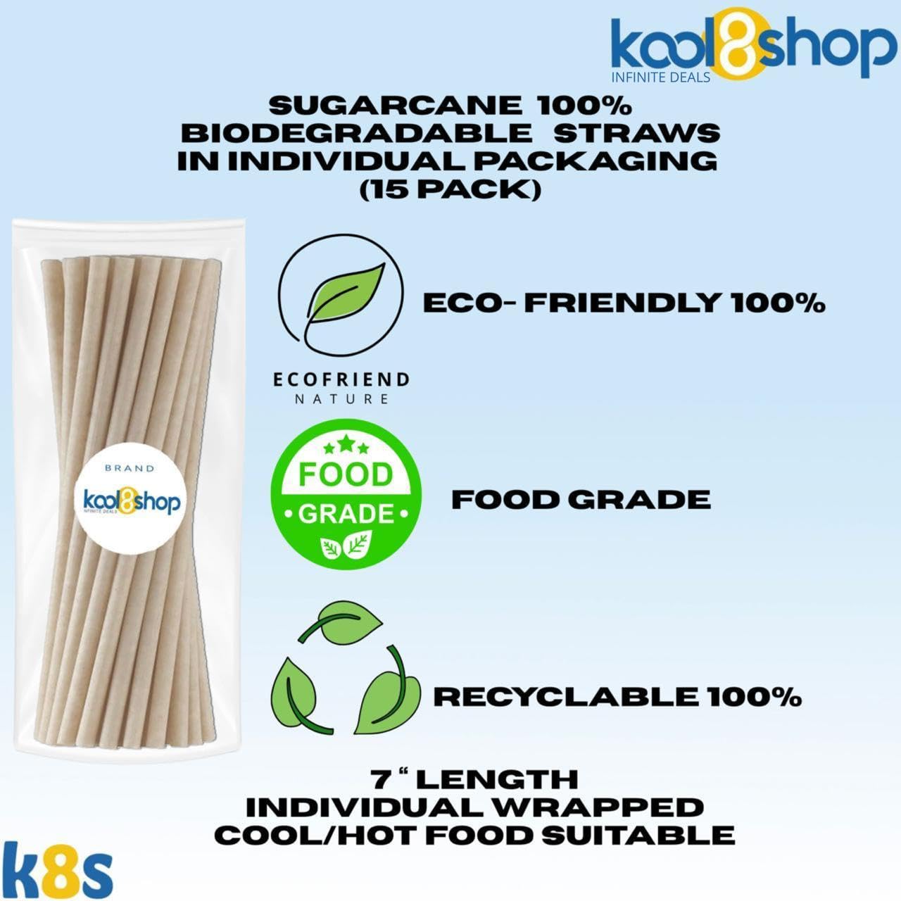Lipton Diet Citrus Green Tea 16.9 Fl Oz Plastic Bottle 12 Pack + 15 Sugarcane Disposable Straws By Kool8Shop Infinite Deals