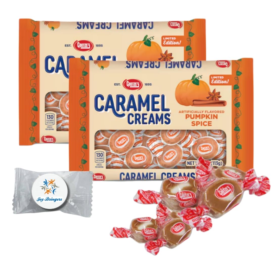 Original Pumpkin Spice Caramel - Made with Real Milk and Cream - Goetze Candy Individually Wrapped Pack of 2 | Joy Bringers Mint