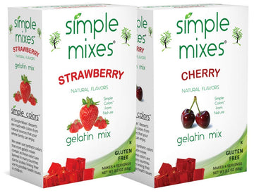 Simple Mixes Natural Gelatin Variety Pack, 3 Each: Strawberry & Cherry, Healthy, Lactose, Fat & Gluten Free, Kosher, 3.1 Oz Per