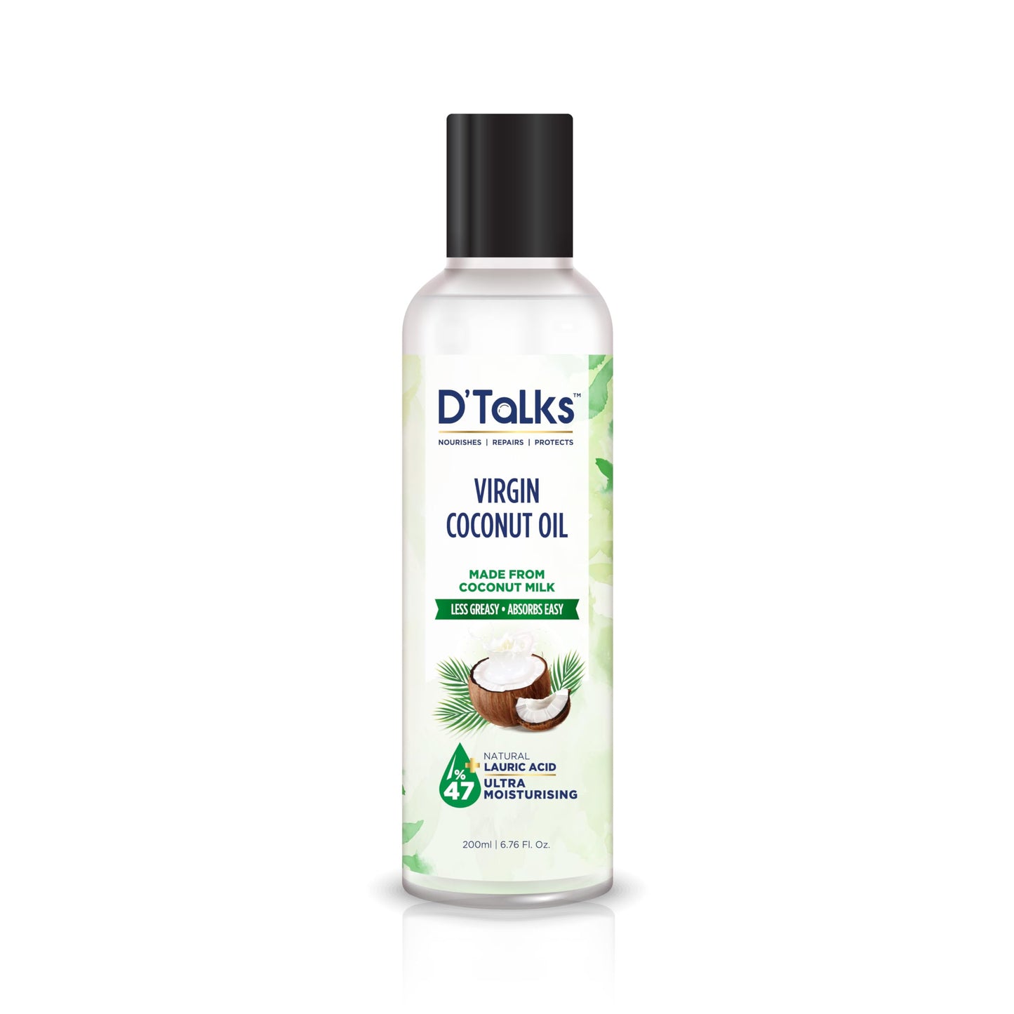 DTalks Virgin Coconut Oil | Extracted From Coconut Milk | Less Greasy ; Absorbs Easy | Food, Skin & Hair Application | Cold Pre