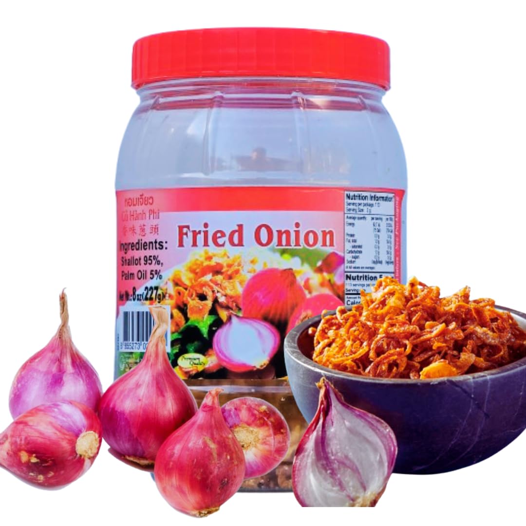 Crispy Golden-Brown Fried Onions | Crunchy, Aromatic Garnish & Seasoning for Pho, Ramen, Pad Thai, and Fried Rice | Perfect for 