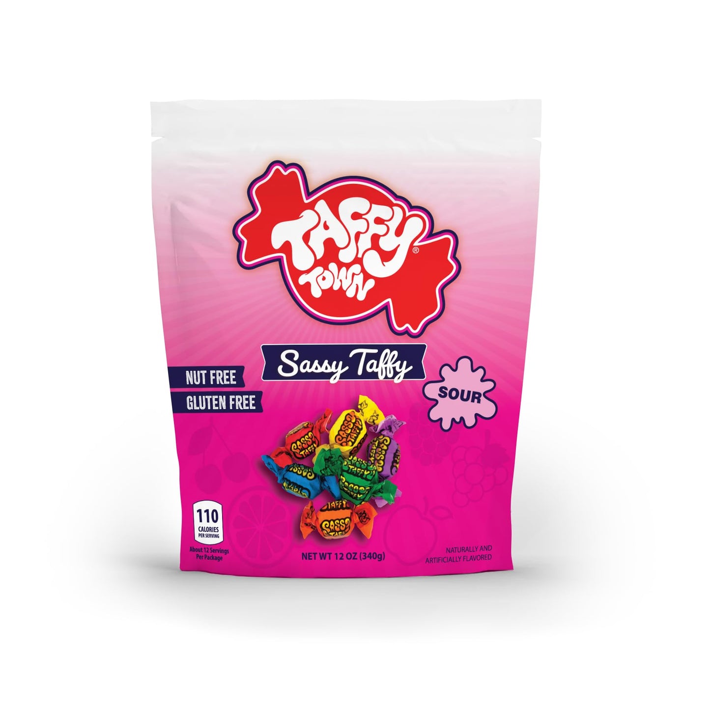 Taffy Town - Salt Water Taffy, Individually Wrapped, Old Fashioned, Soft & Chewy Candy, Sassy, Nut-Free, Gluten-Free, 12 Oz
