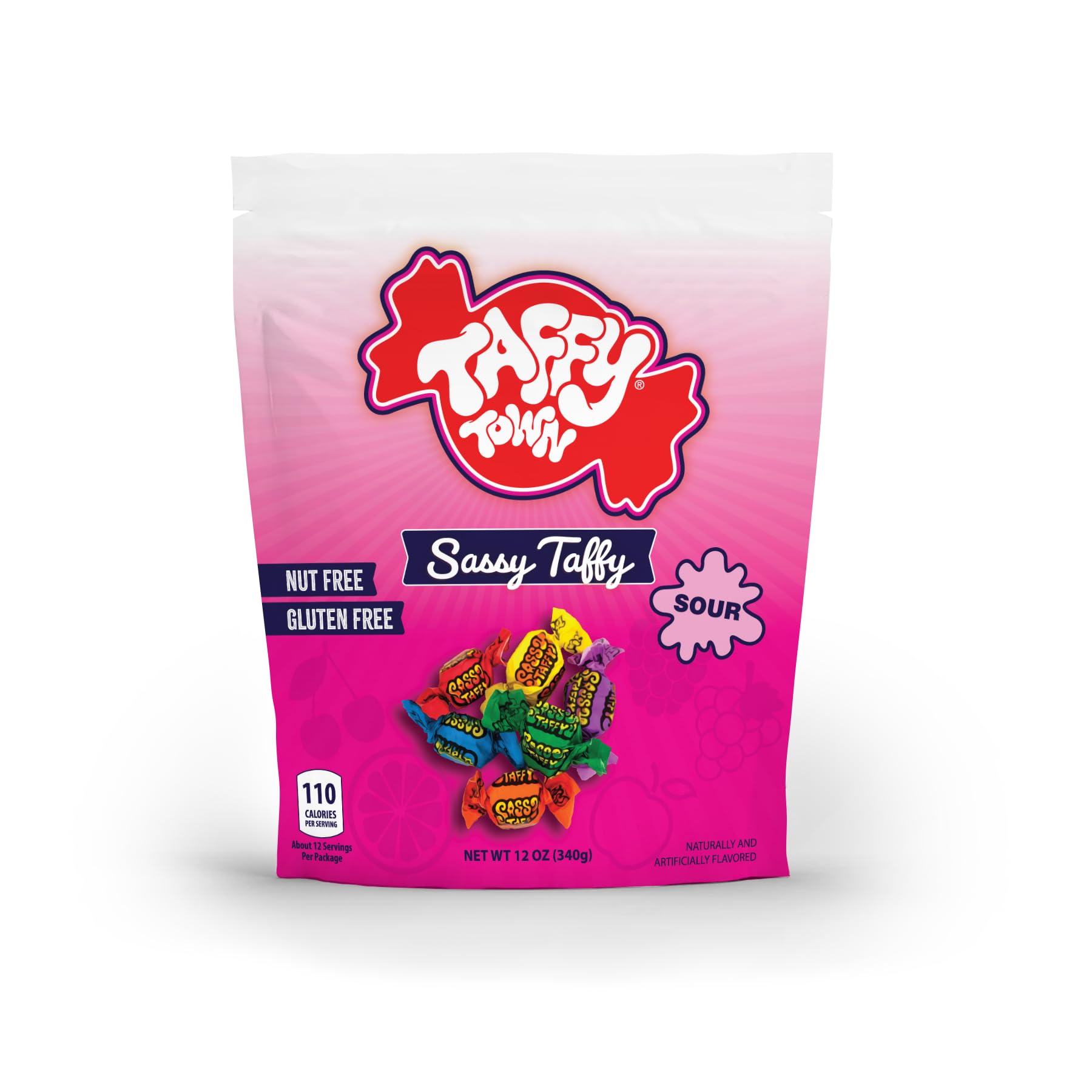 Taffy Town - Salt Water Taffy, Individually Wrapped, Old Fashioned, Soft & Chewy Candy, Sassy, Nut-Free, Gluten-Free, 12 Oz