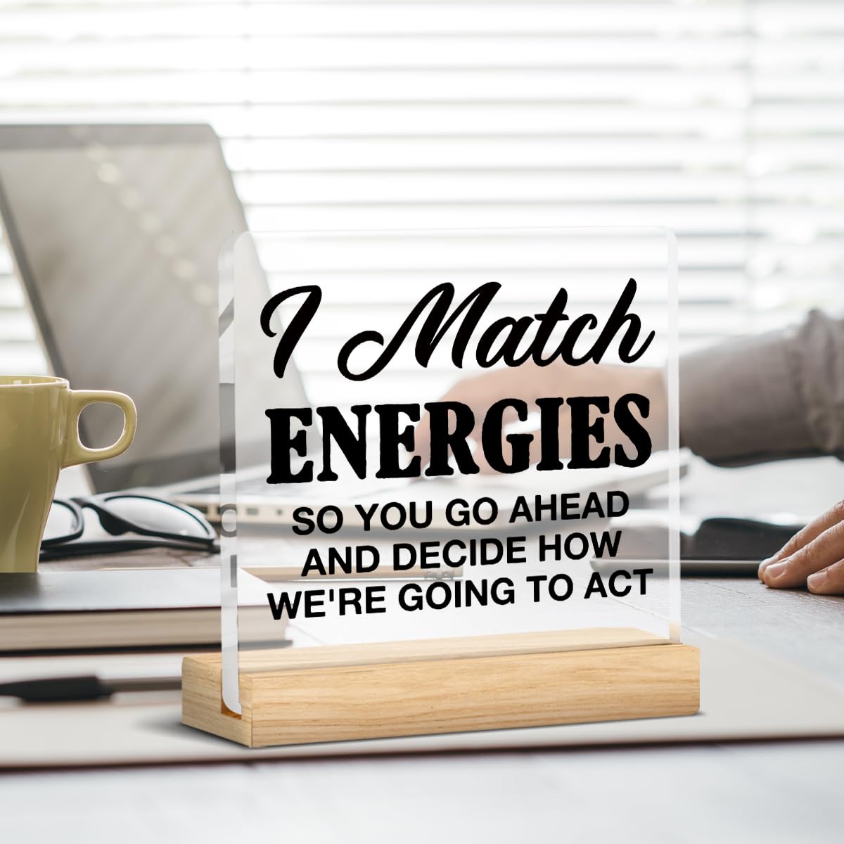 Funny Office Gifts For Coworker Social Worker Leader Boss Friends, Zen Desk Signs Decor Humor Quotes Decoration Gifts I Match En