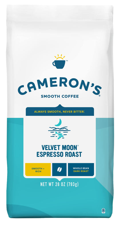 Camerons Coffee Roasted Whole Bean Coffee, Velvet Moon Espresso Roast, 28 Ounce, (Pack of 1)