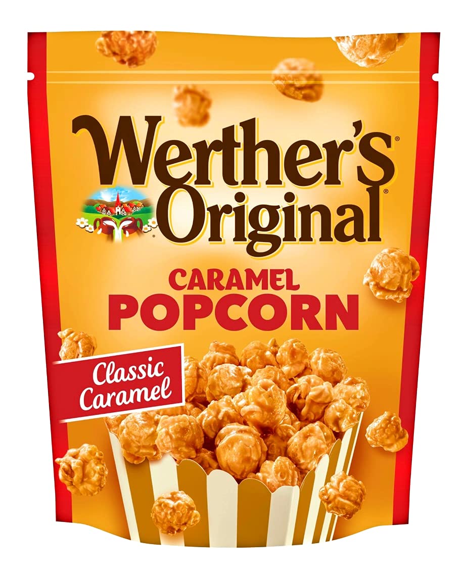 Werthers Original Caramel Popcorn, Resealable Pouch, 5.29 Oz Bag, Plastic Packaging