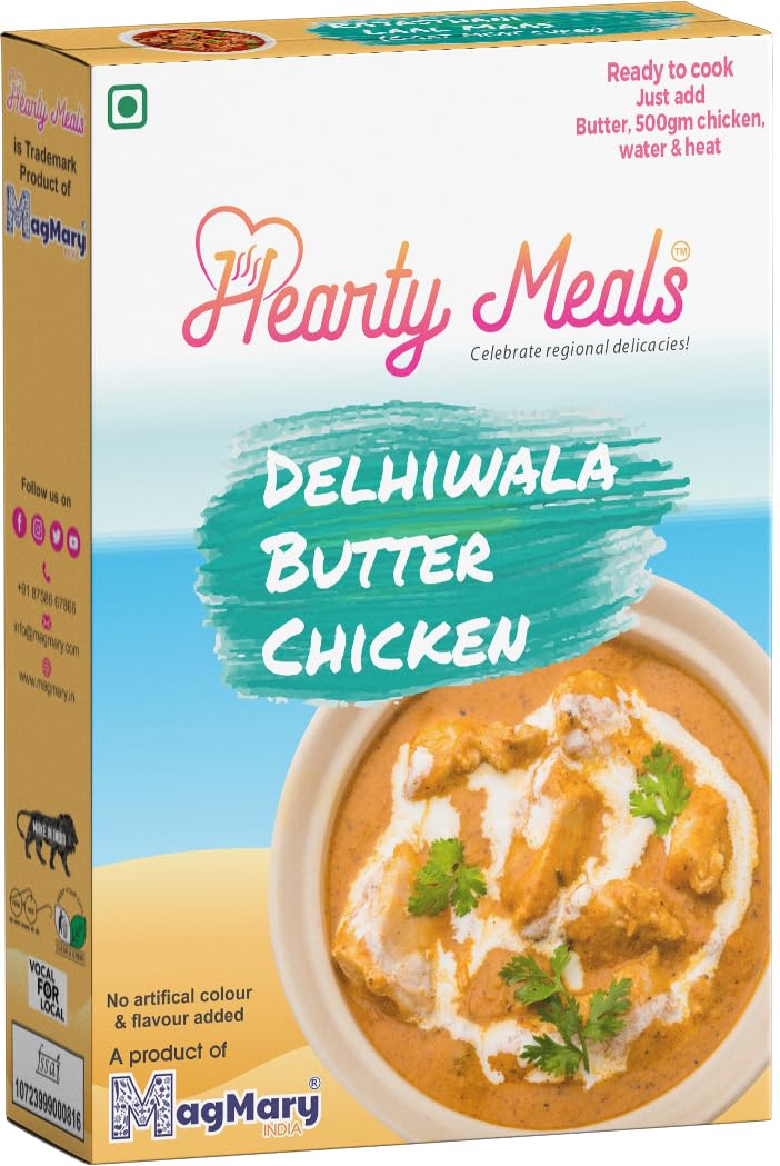 Hearty Meals Delhiwala Butter Chicken Cooking Mix, 110g | Instant Gravy Masala Mix Delhi Style | Ready in 20-25 min | Serves 5-6