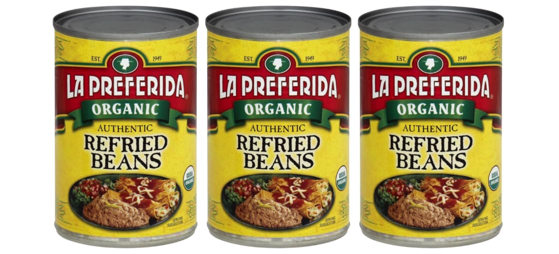 La Preferida Organic Refried Beans, 15 Ounce (Pack of 3)