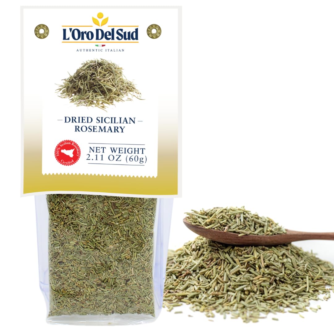 Dried Rosemary leaves, Sicilian Dry Rosemary sprigs, 2.11 oz (60 g), Whole Rosemary Herb and Spices, Seasoning, Non-GMO, Product