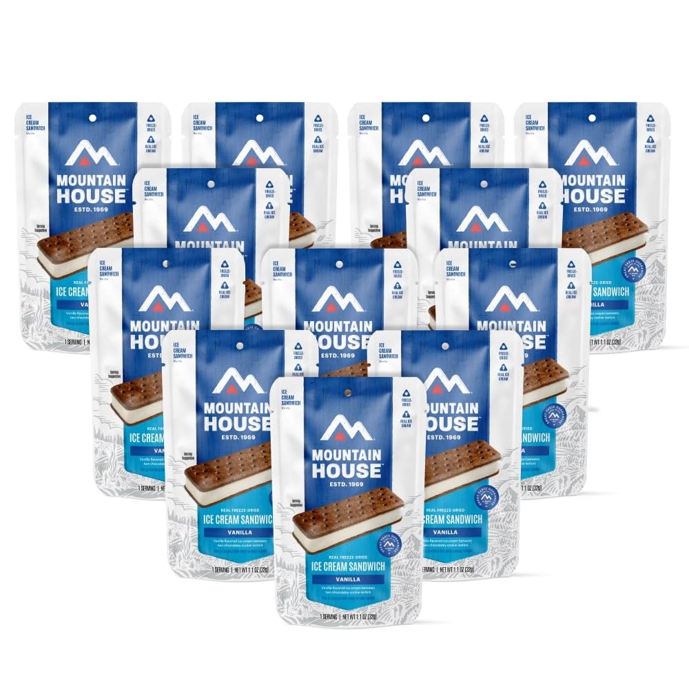 Mountain House Vanilla Ice Cream Sandwich | Freeze Dried Backpacking & Camping Food | 12-Pack