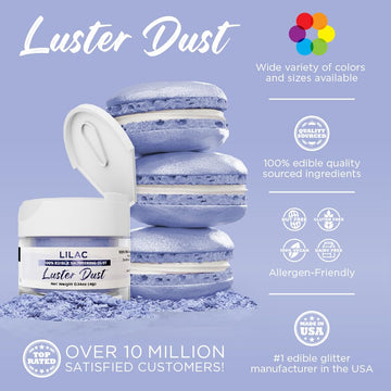 Luster Dust - Lilac Purple (4G 1X Jar) | Edible Vegan Dust & Paint For Cake Decorating, Ice Cream, Desserts, Cocktails And Bever