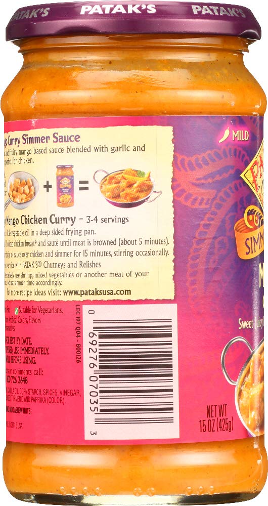 Pataks Mango Curry Simmer Sauce, 15 Fl Oz
