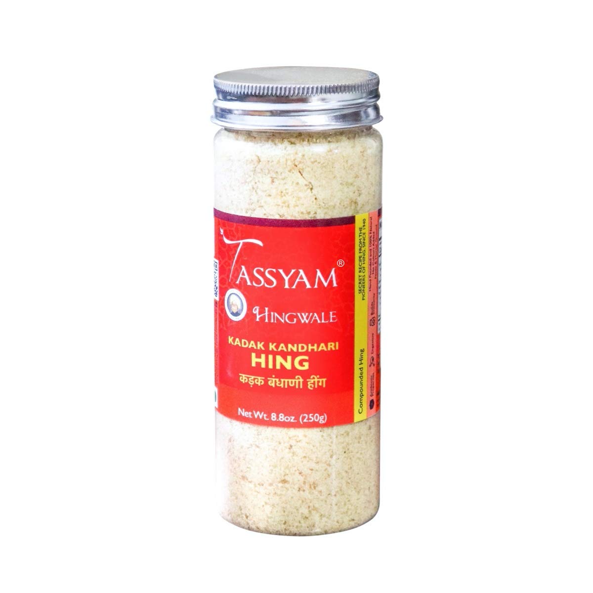 Tassyam Hingwale Asafetida 8.8 Oz (250G) Kadak Kandhari Hing | Hand Pounded & Natural | Onion Garlic Substitute