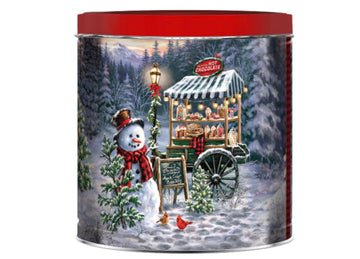 Classic Collectible Gourmet Holiday Popcorn Tin Caramel, White Cheddar, and Butter Popcorn