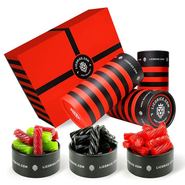 Licorice.Com Gourmet Australian Licorice Candy Gift Set - Australian Black, Red & Fruity Mix (Pack Of 3)
