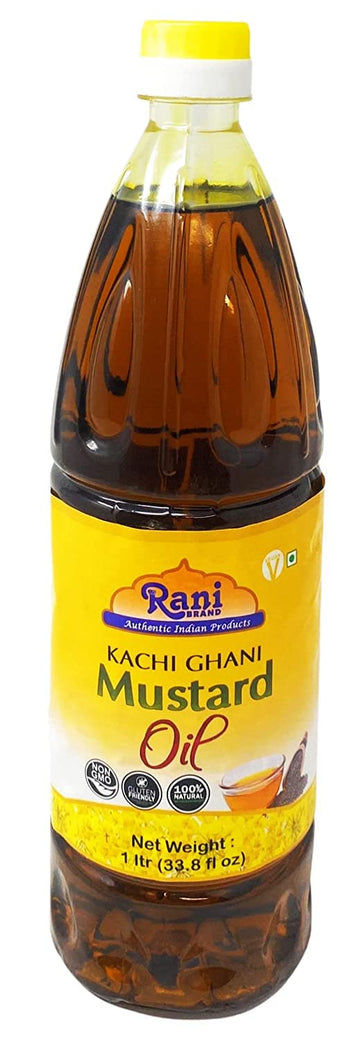 Rani Mustard Oil (Kachi Ghani) 33.8 Ounce (1 Liter) Pack Of 12, Non-Gmo | Gluten Free | Vegan | 100% Natural | Kosher