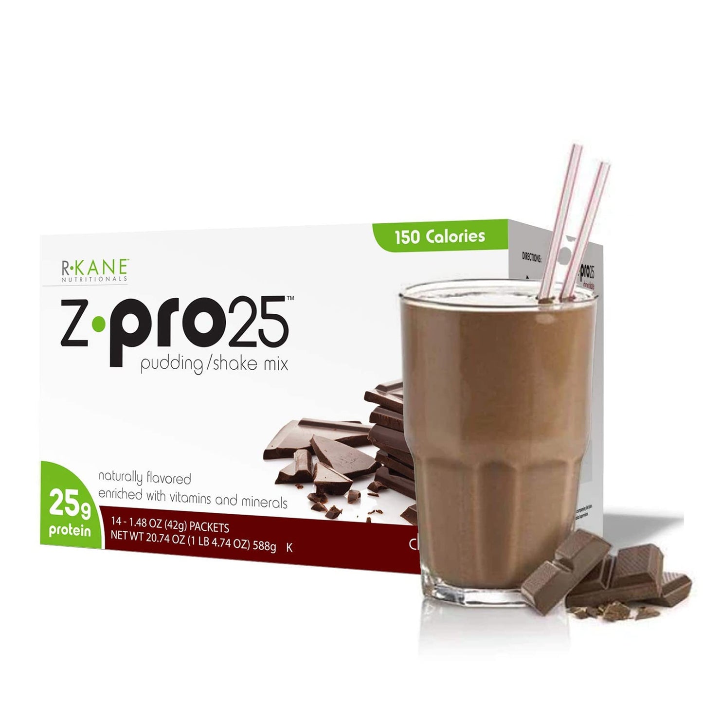 R-Kane Z-Pro 25 Protein Shakes: High Protein Chocolate Shake and Pudding Mix, Weight Loss Chocolate Protein Drinks, Natural Ener