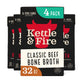 Kettle & Fire Beef Bone Broth, Keto & Paleo Approved, 4 Pack, 32 Fl Oz