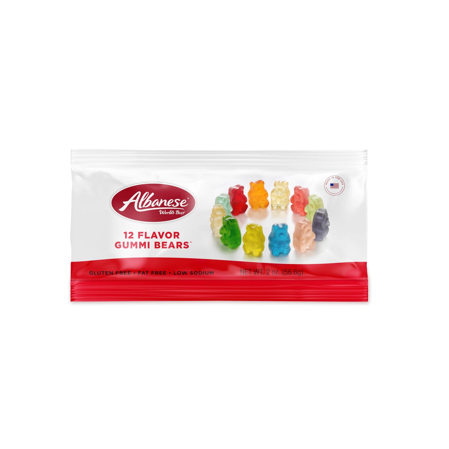 Albanese Gummi Bears, 12 Flavors, 2oz Bag, Individually Wrapped, Pack of 12