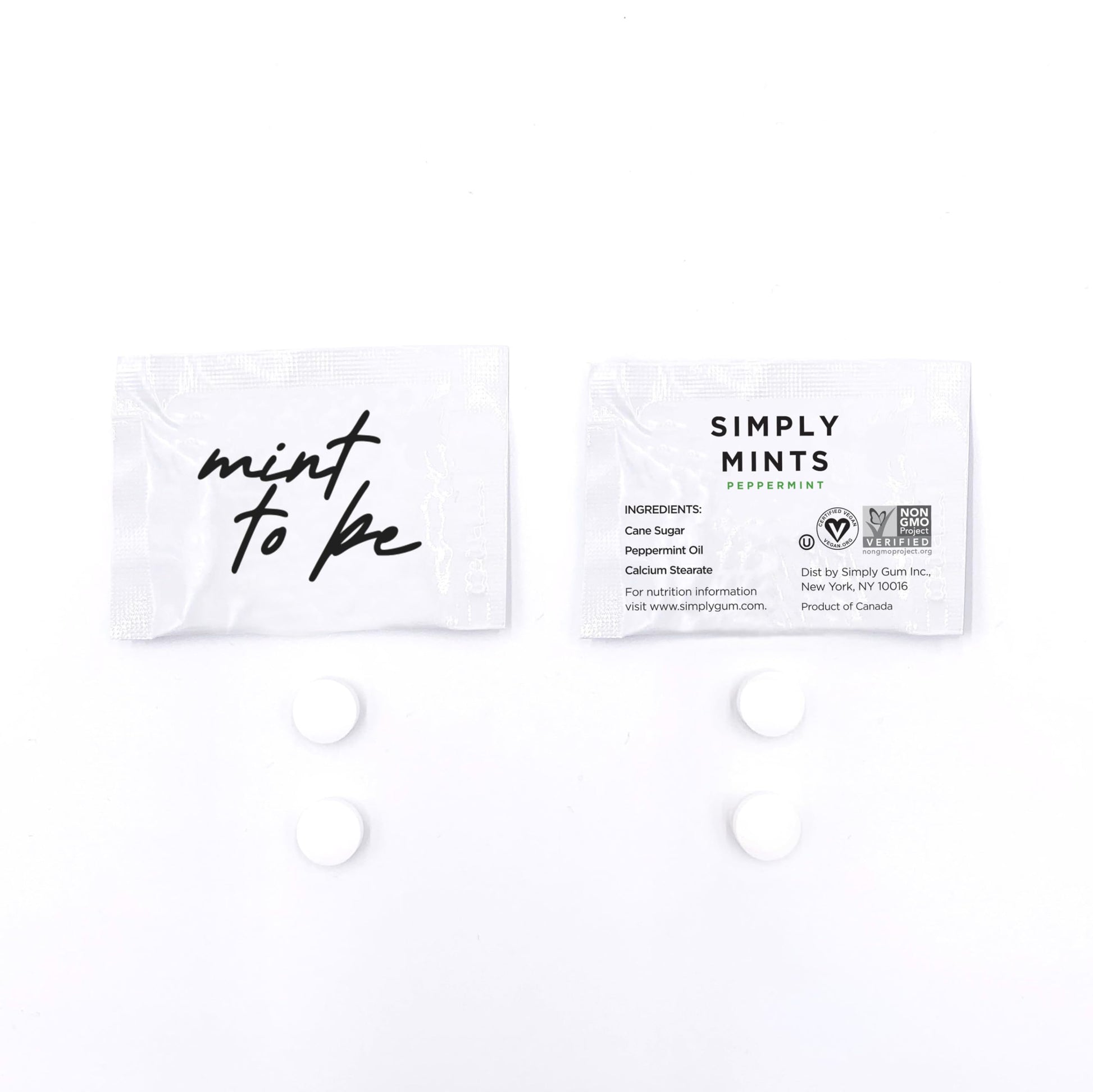 Simply Gum Individually Wrapped Mints | Mint to Be | Wedding  Bridal Shower  Anniversary  Favors | Peppermint | 50 Pouches