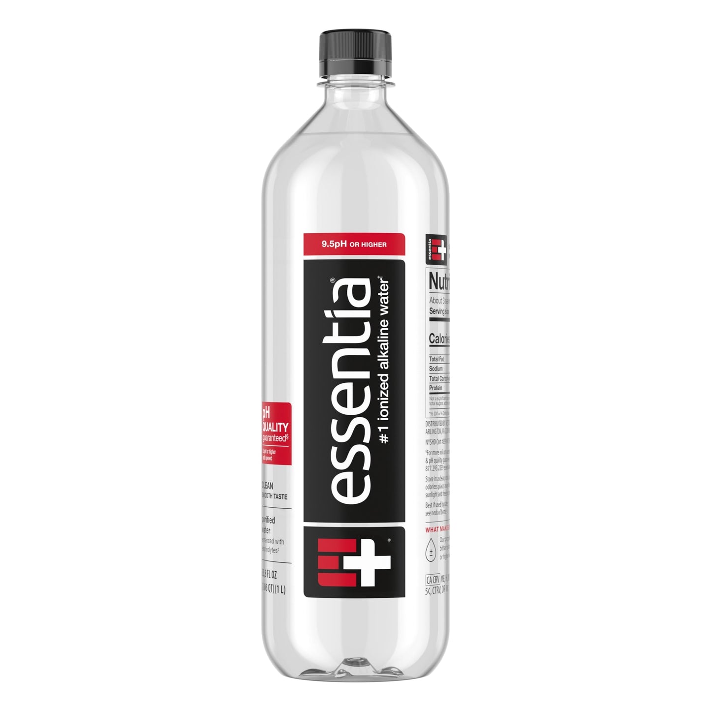 Essentia 1 Liter Bottled Water; 99.9% Pure, Infused with Electrolytes for a Smooth Taste, pH 9.5 or Higher; Ionized Alkaline Wat