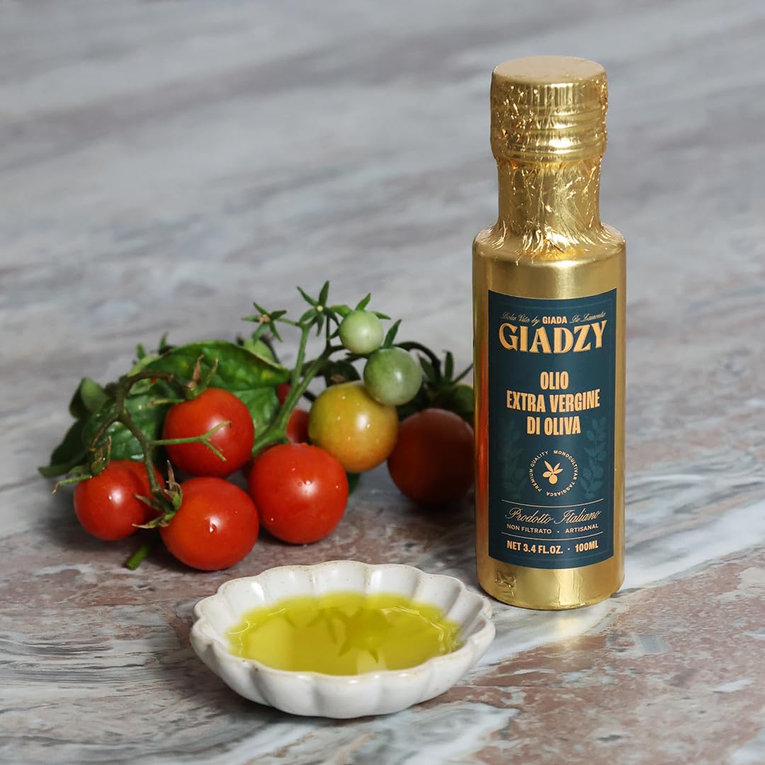 Giadzy By Giada De Laurentiis Italian Gourmet Gift Box - Includes Mini Gold - Wrapped Olive Oil, Gluten Free Ziti Corti, Peeled