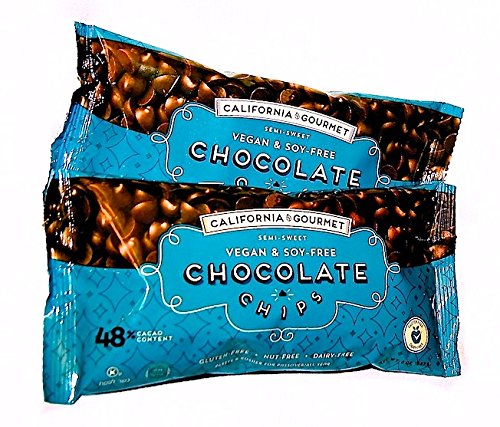48% Cocoa Vegan Chocolate Chips Soy Free Dairy Free Kosher For Passover Gluten Free Nut Free 8 Oz. Bags  (3 Pack)