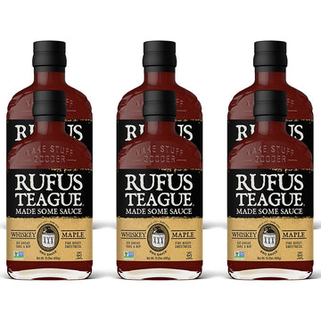 Rufus Teague BBQ Sauce, Whiskey Maple Flavor, Gluten-Free, Non-GMO, 6 Pack, 15.25 oz Each