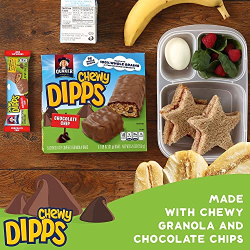 Quaker Chewy Dipps Chocolate Chip Bars, 24 Count, Individually Wrapped Snacks