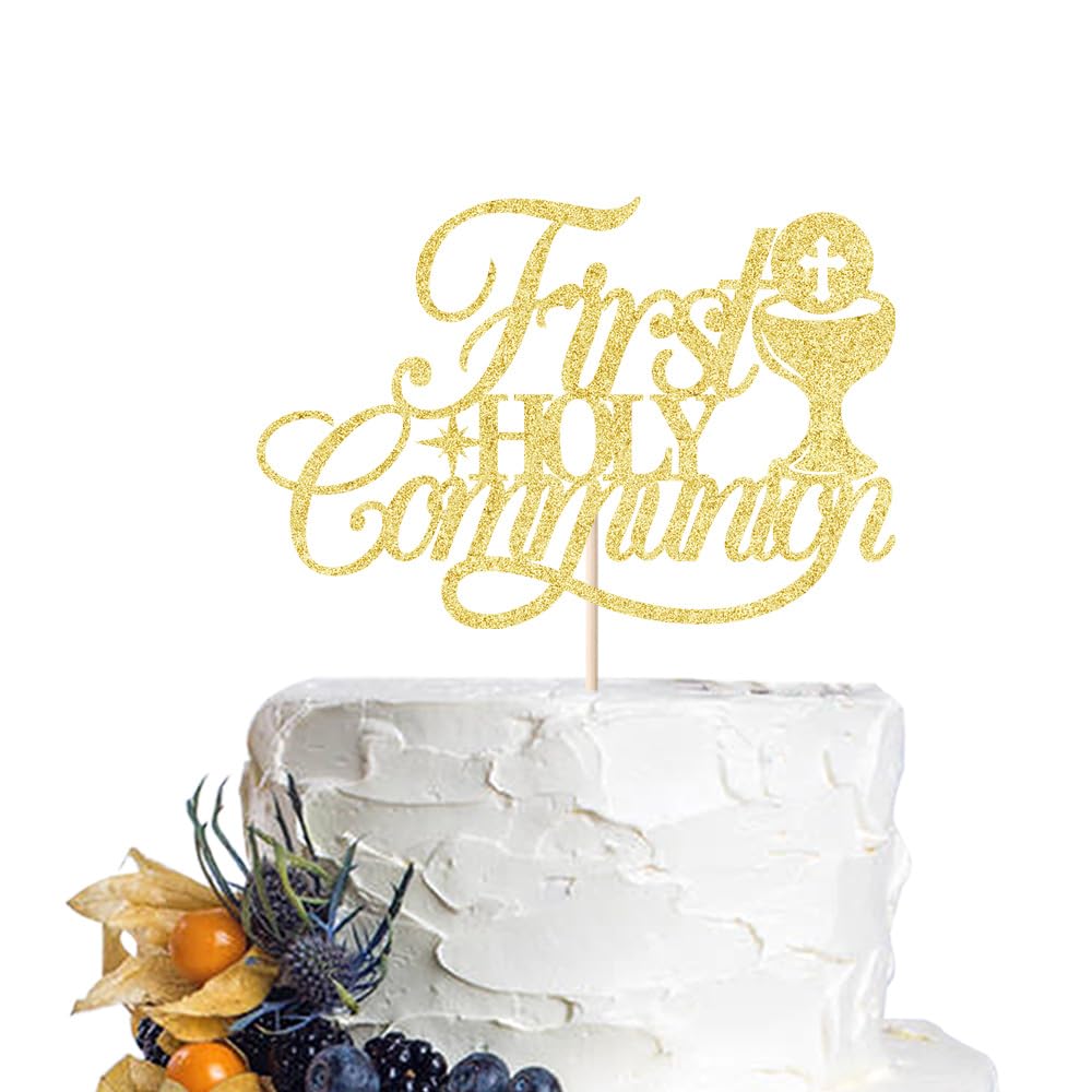 First Holy Communion Cake Topper First Holy Communion Baptism Cake/God Bless Cake Decorations/Happy Easter Theme Party Cake Decorations Supplies