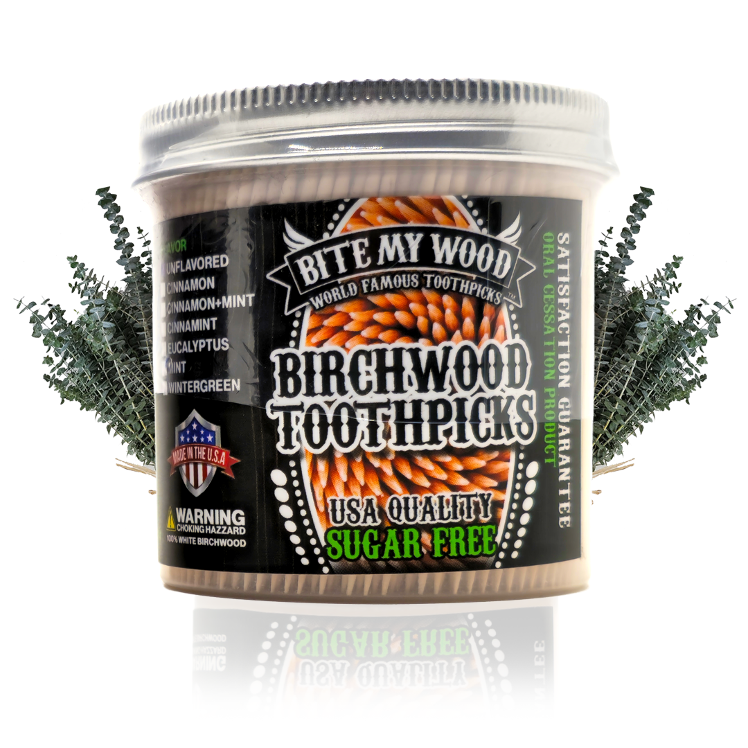 450 Qty BiteMyWood Flavored Birchwood Toothpicks in Plastic Jars