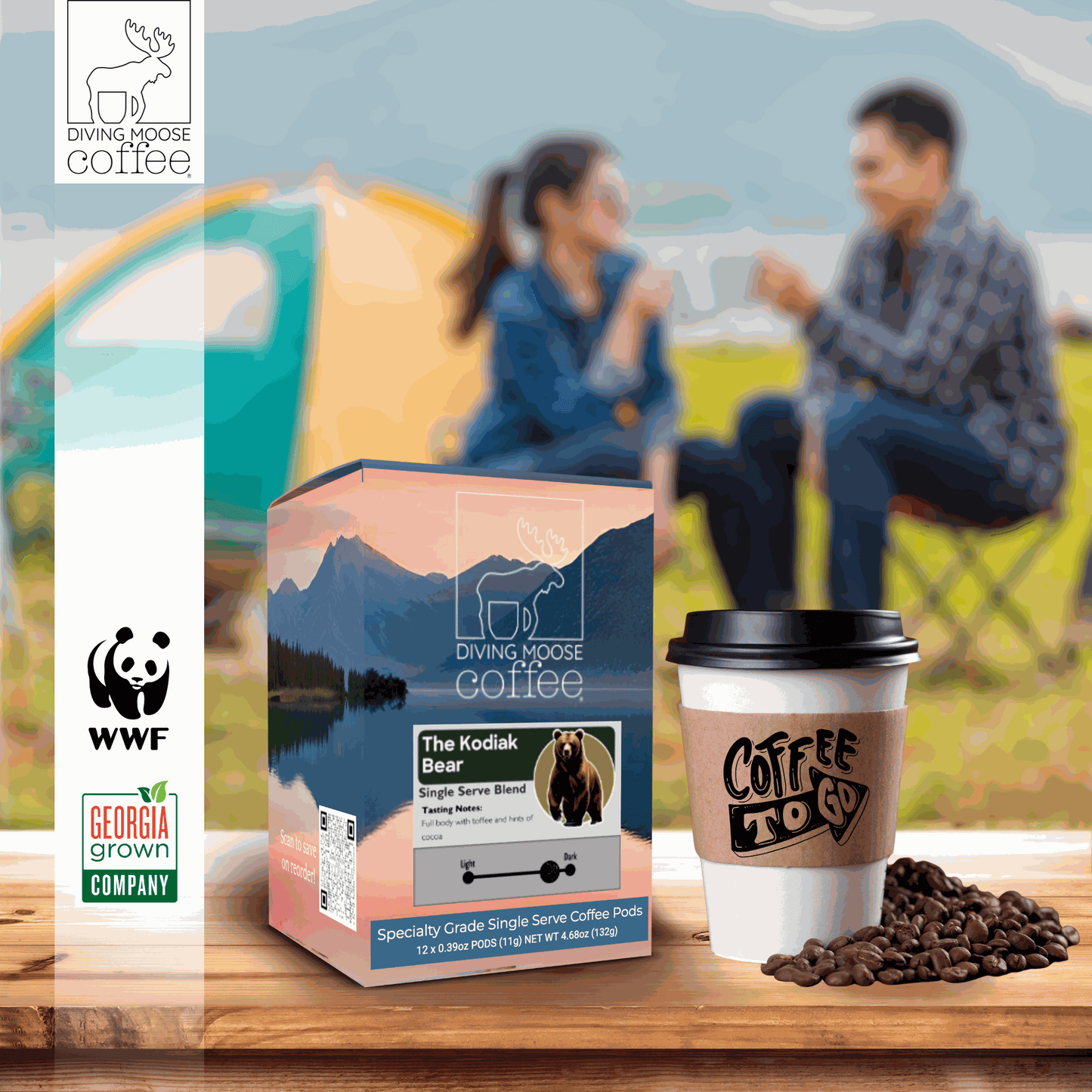 The Kodiak Bear - 12 Single Serve Coffee Pods Dark Roast Blend