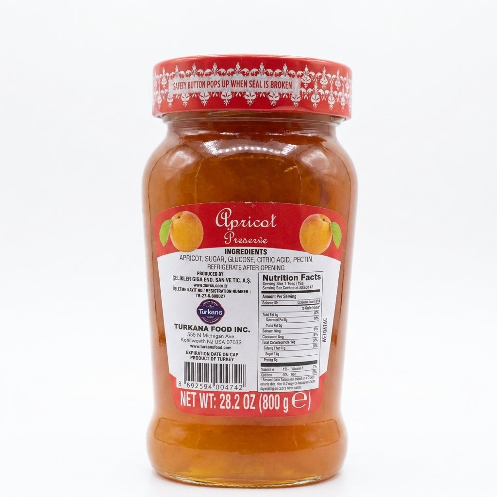 Tunas Apricot Preserve 28.2 oz - Premium Turkish Fruit Spread