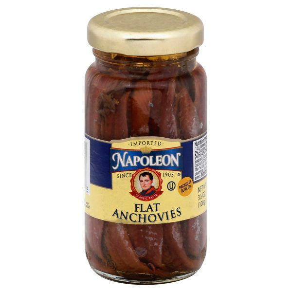 Napoleon Flat Anchovies In Olive Oil Jars (12X3.5Oz)