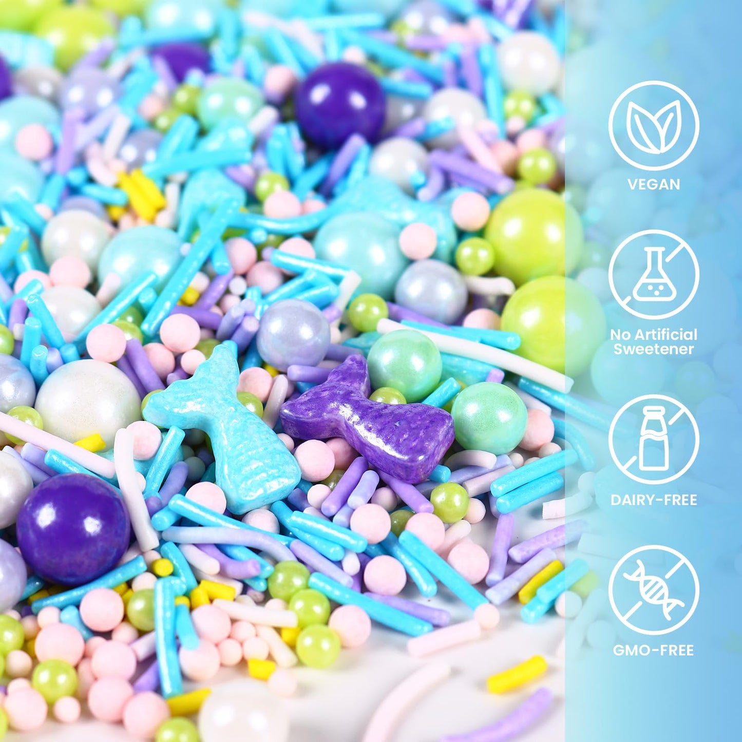 Mermaid Sprinkles Mix | Blue Purple Pink Green Mermaid Tears | Sprinkles For Cake Decorating | Cupcake Toppers | Ice Cream | Coo
