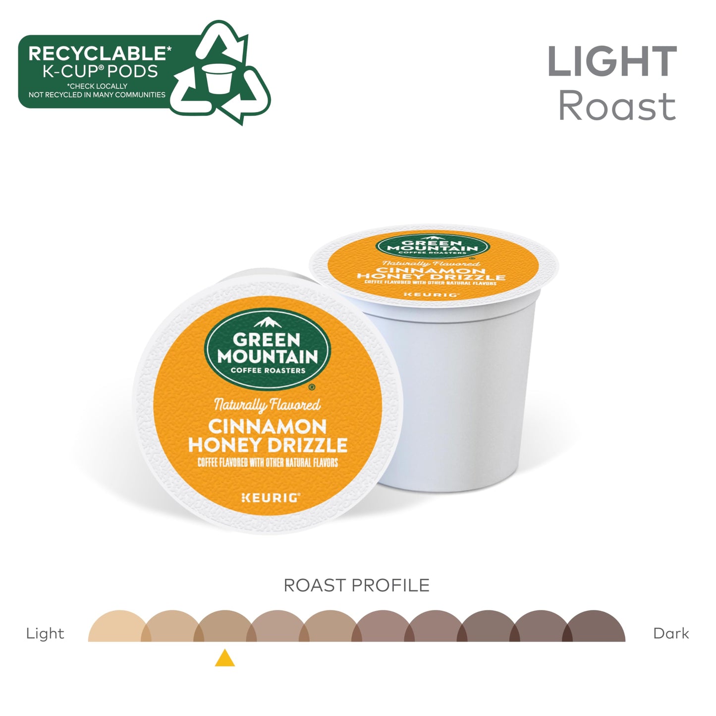 Green Mountain Coffee Roasters K-Cup Pods, Cinnamon Honey Drizzle, 60 Count (6 Boxes of 10)