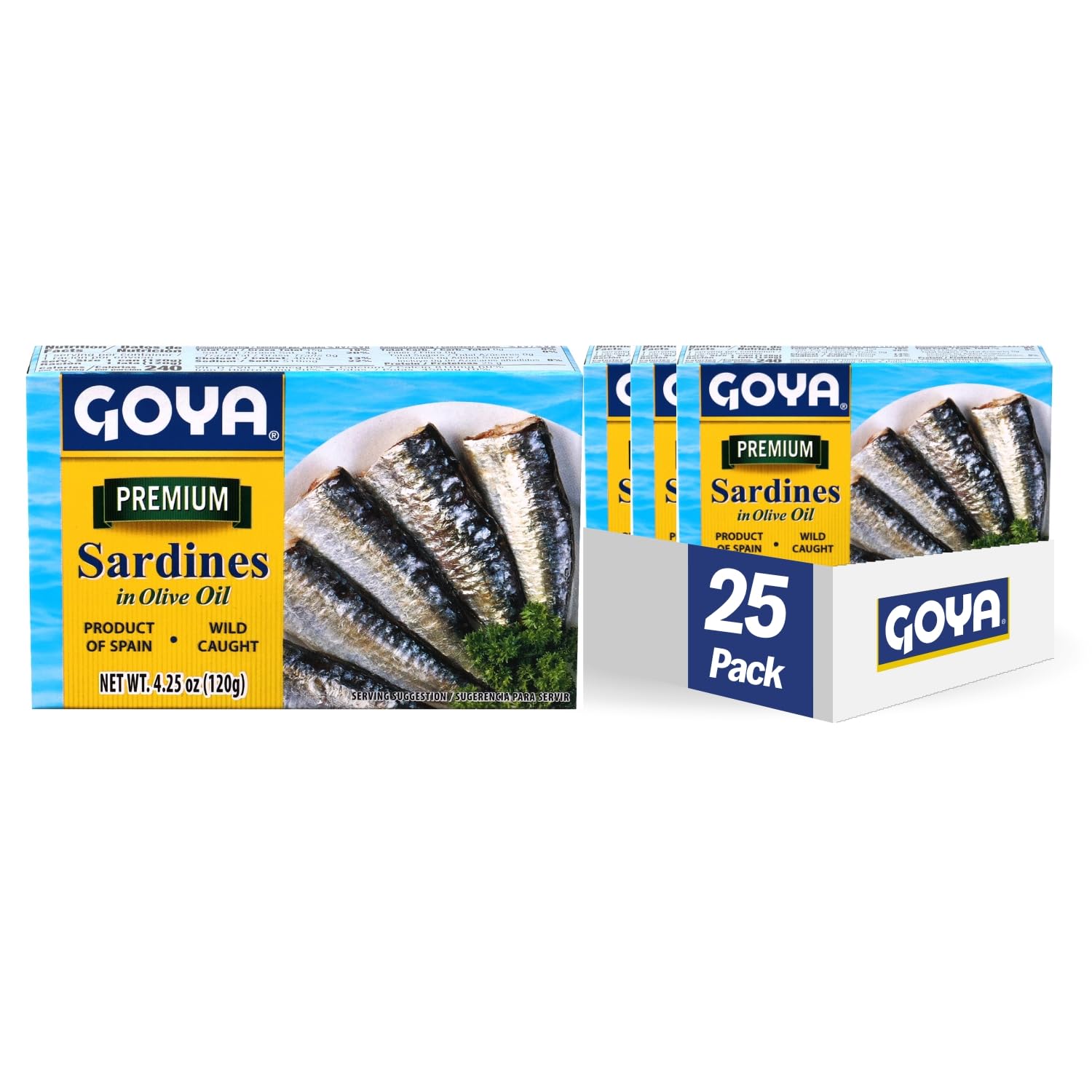Goya Foods enhanced Sardines in Olive Oil, 4.25 Ounce (Pack of 25)