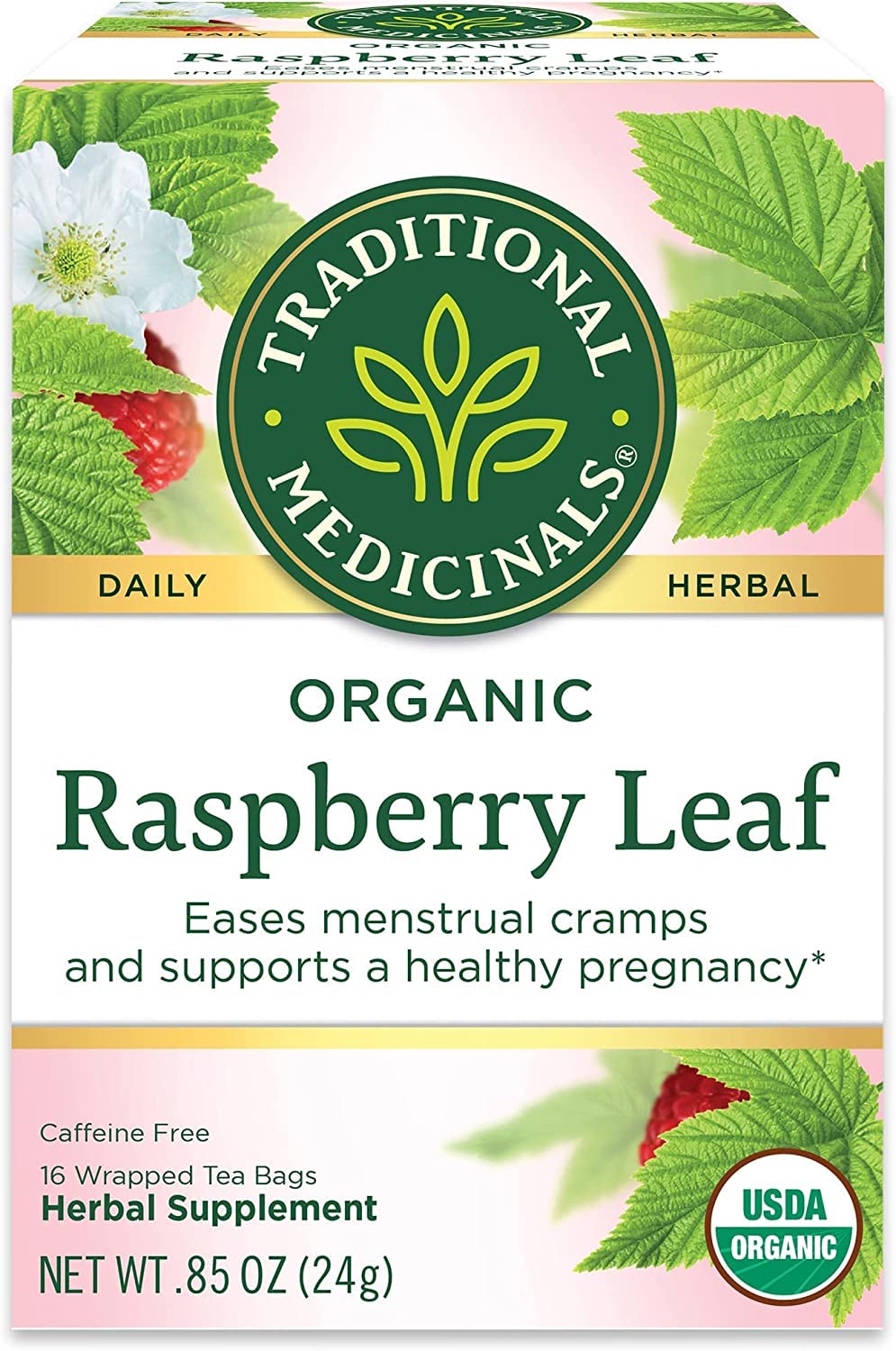 Organic Raspberry Leaf Tea 16 Bags, Traditional Medicinals Teas(2 Pack)