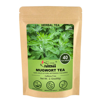 Fullchea - Mugwort Tea Bag 40 Teabags, 1.5G/Bag - 100% Pure Mugwort Leaves Herbal Tea - Rich In Antioxidants