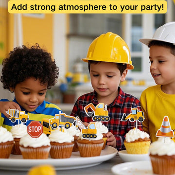 35-Pack Construction Cupcake Toppers Picks, Dump Truck Excavator Tractor Party Cake Toppers For Kids Birthday Baby Shower Party Decorations Supplies.