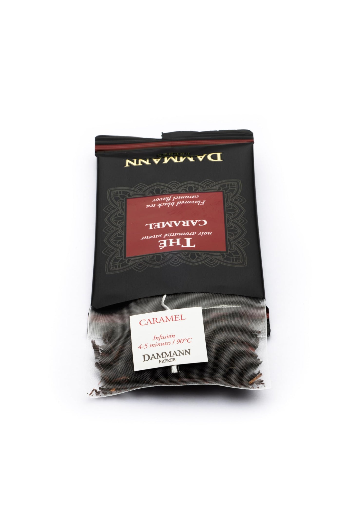 Dammann Freres Caramel Toffee Flavored Black Tea Bags, 24 Count, Individually Wrapped, Cristal Teabags