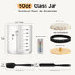 HomeFeel Sourdough Starter Jar - 50 oz Glass Jar with Bamboo Lid, Cloth Cover, Date Tracker, Thermometer, Clear