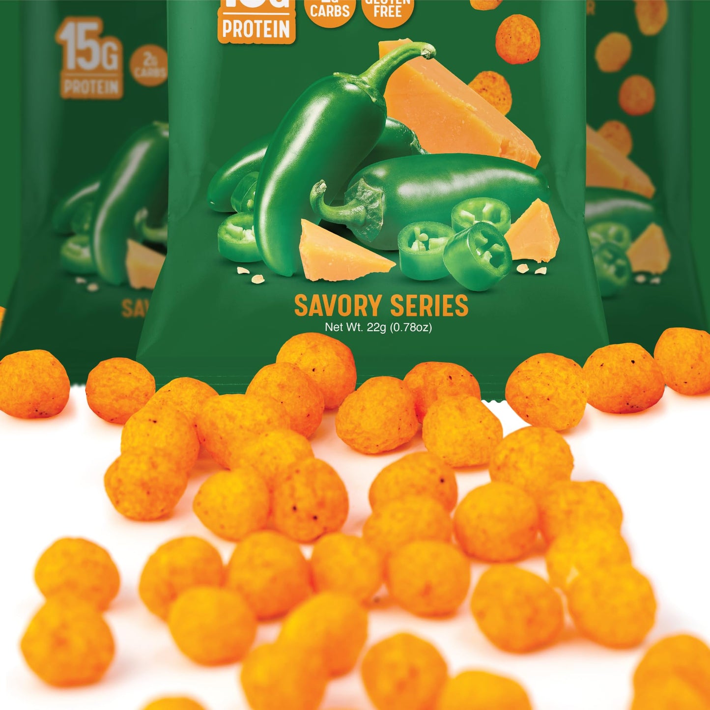 Snack House High Protein Puffs - Jalapeno Cheddar Flavor, Low Carb, 15g Protein, 5.5oz Pack, Gluten & Grain Free, Keto Friendly