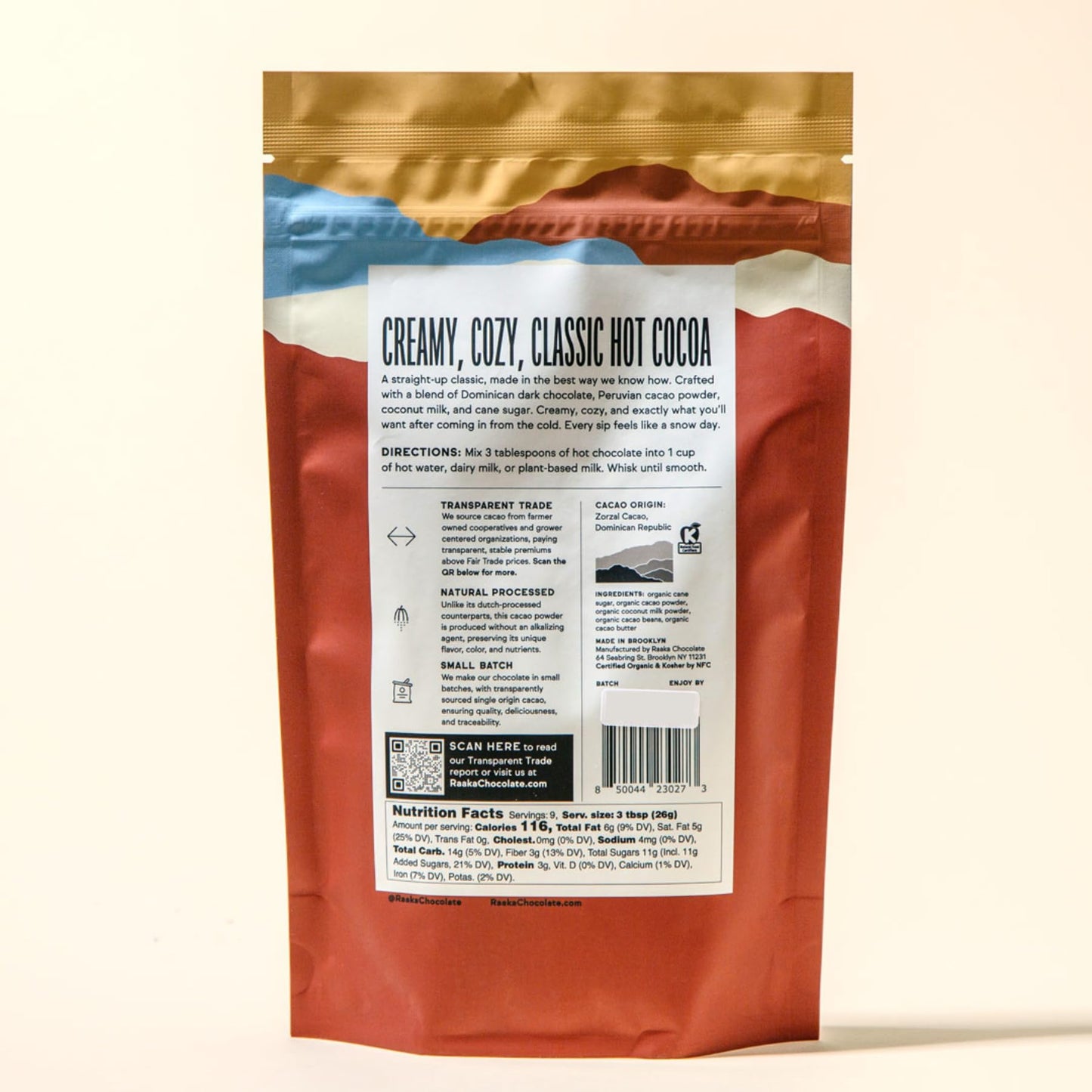 Raaka Hot Chocolate Mix - Vegan, Organic, Gluten & Dairy Free - 8oz Bag