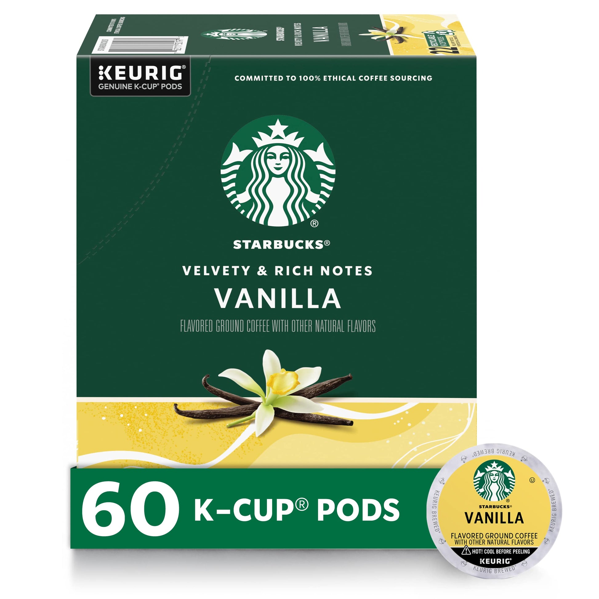 Starbucks K-Cup Coffee Pods, Vanilla Flavor, 100% Arabica, 60 Pods (6 Boxes), 10 Count per Box