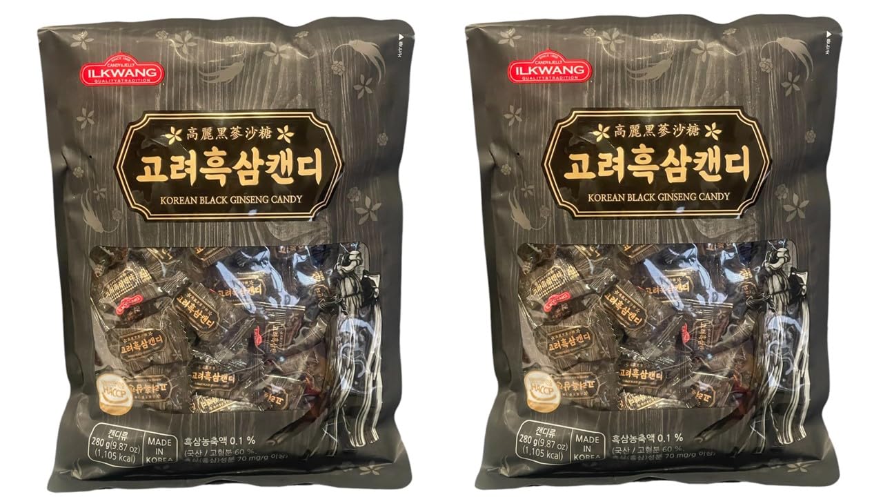 Korean Ginseng Candy, Sugar Free (2 PACKS, BLACK GINSENG CANDY)