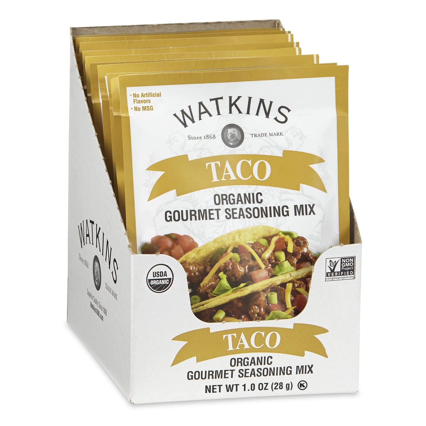Watkins Organic Taco Gourmet Seasoning Mix, 1 Oz. Packets,12 Count(Pack Of 1)